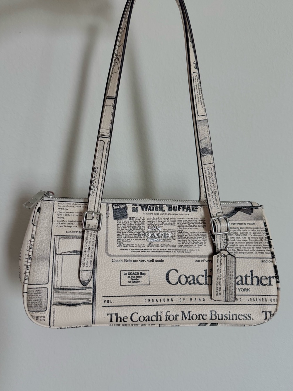 Coach Asher Newspaper-Print Shoulder Bag NWOT